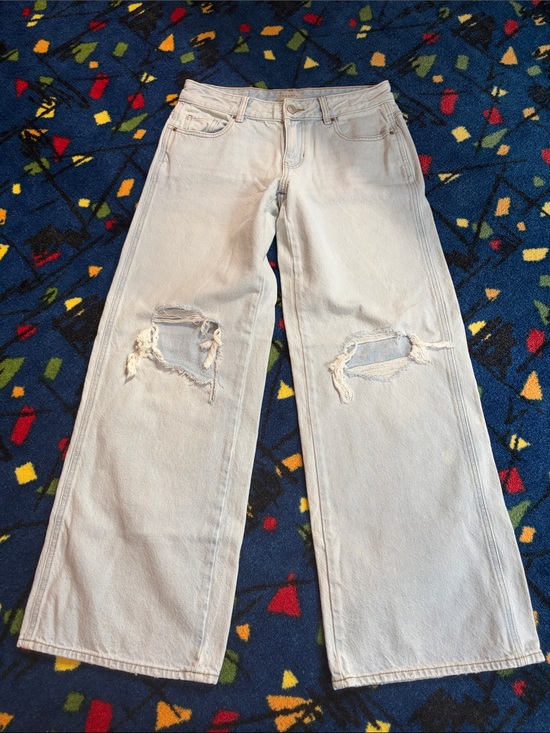 PacSun Pants - PacSun Light Blue Distressed Wide-Leg Jeans
